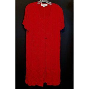 Vintage Red Dress Another Thyme 80s 90s Retro Rayon Layered Look Size 14